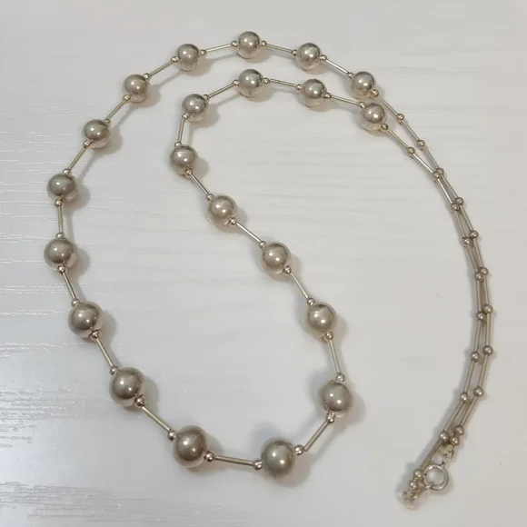 Vintage Southwestern Sterling Silver Long Strand Pearl Seed Liquid Bead Necklace - Picture 13 of 13